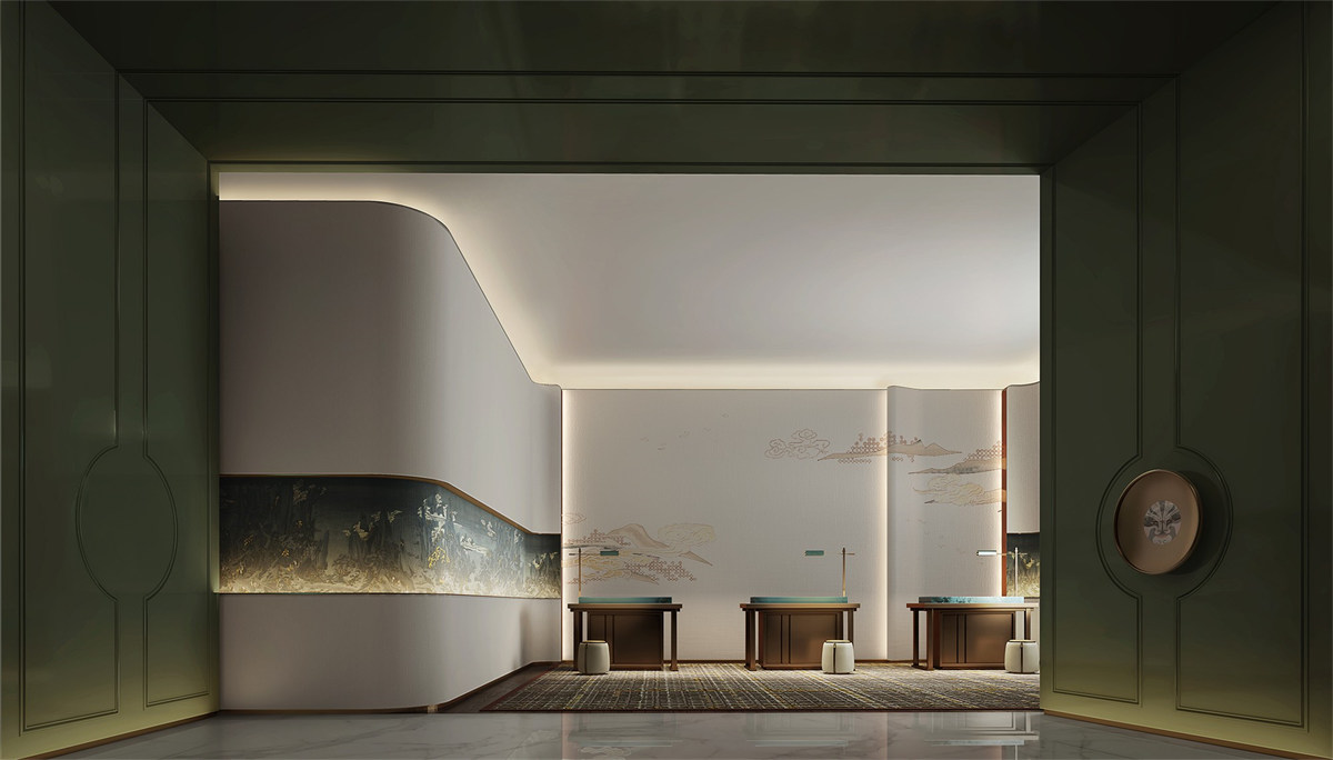 德陽文悅花園四星級(jí)度假酒店裝修設(shè)計(jì)效果圖(圖1)