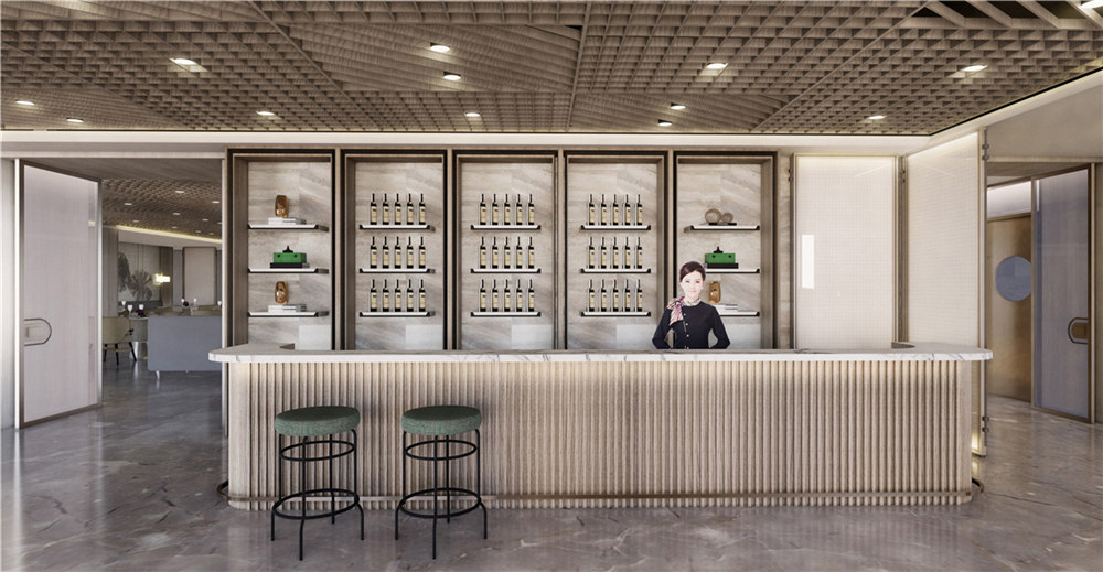 洛陽富饒商務酒店餐廳吧臺裝修設計效果圖